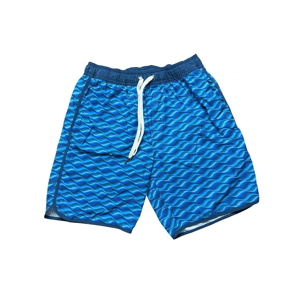 Fair Harbor Mens Swim Trunks Size M Blue The Anchor Blue Waves Breeze Knit Liner